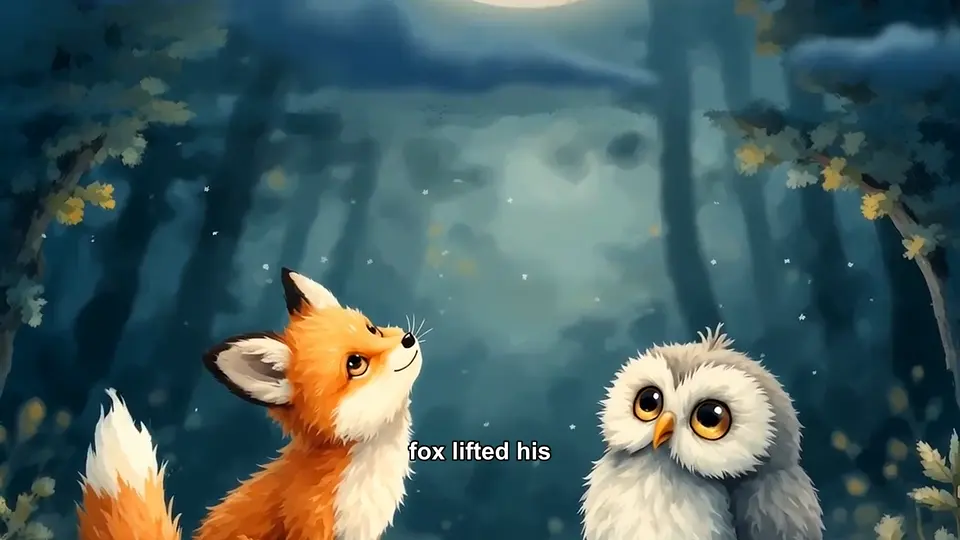 The fox and the owl look up at the sky